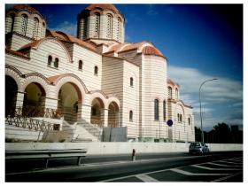 Chiesa, Limassol, Cipro. Vista dal finestrino,