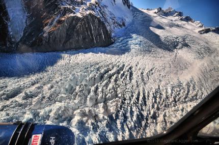 In volo sul ghiacciaio Franz Josef
